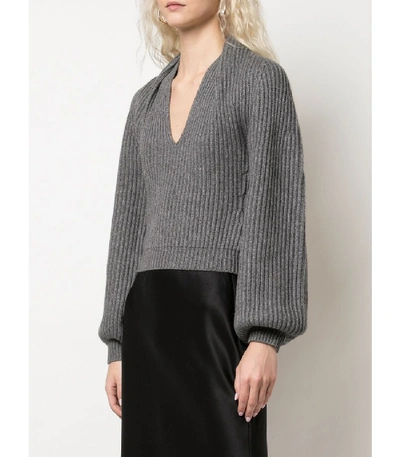 Shop Alexander Wang V Neck Loose Fitted Sweater In Grey