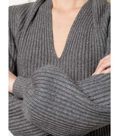 Shop Alexander Wang V Neck Loose Fitted Sweater In Grey
