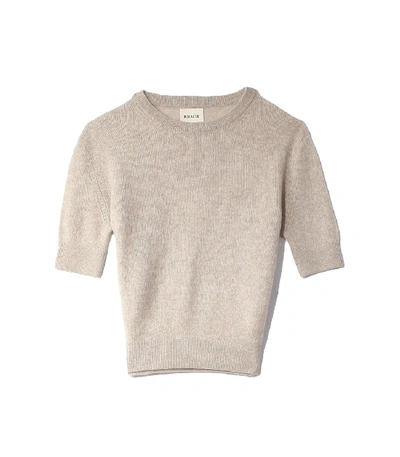 Shop Khaite Dianna Short Sleeve Sweater In Powder In Neutrals