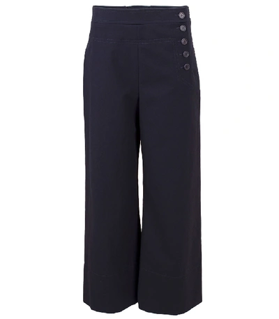 Shop Chloé Cropped Wide Leg Pant In Abyssblu