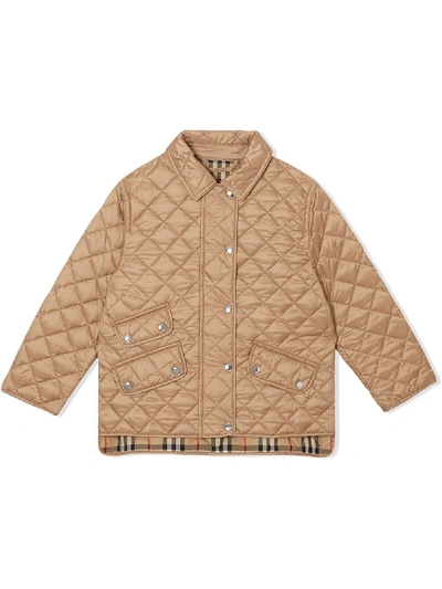 Shop Burberry Diamond Quilted Jacket In Multicolour