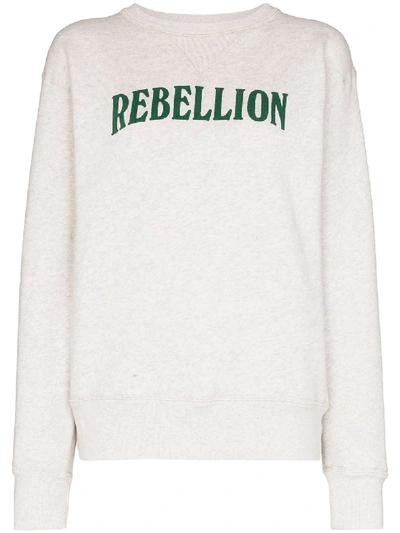 Shop Isabel Marant Étoile Slogan Print Sweatshirt In Grey