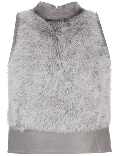 Shop Ludovic De Saint Sernin Fur Sleeveless Top In Grey