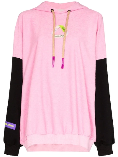 Shop Natasha Zinko Recycle Badge Hoodie In Pink