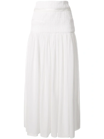 Shop Christopher Esber Sheer Ruched Skirt In White