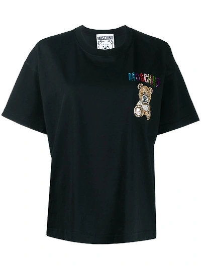 Shop Moschino Beaded Teddy Bear T-shirt In Black