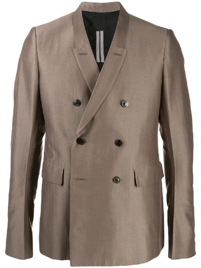Shop Rick Owens Long Sleeve Double Buttoned Blazer In Grey