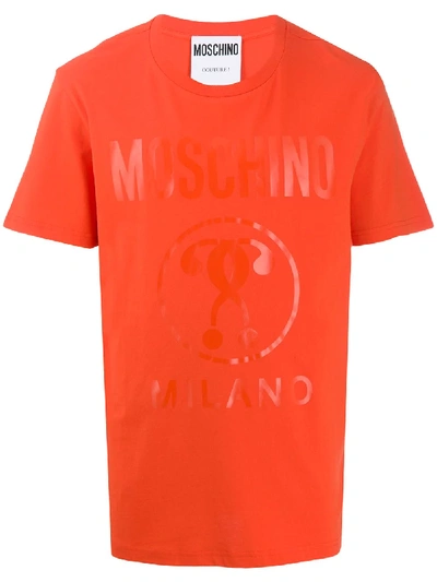 Shop Moschino Logo Printed T-shirt In Orange