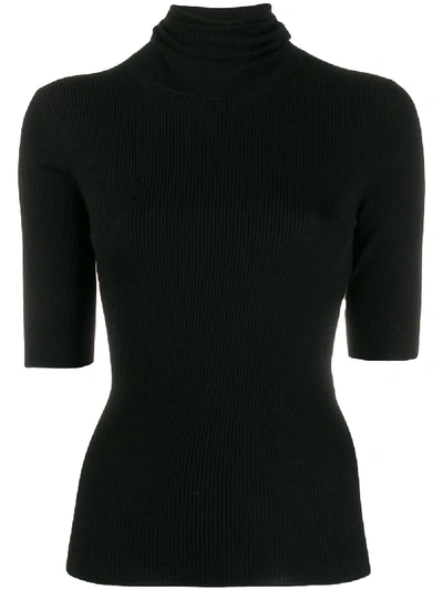 Shop Theory Ribbed-knit Top In Black