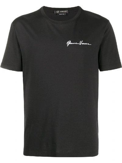 Shop Versace Gv Logo T-shirt In Black