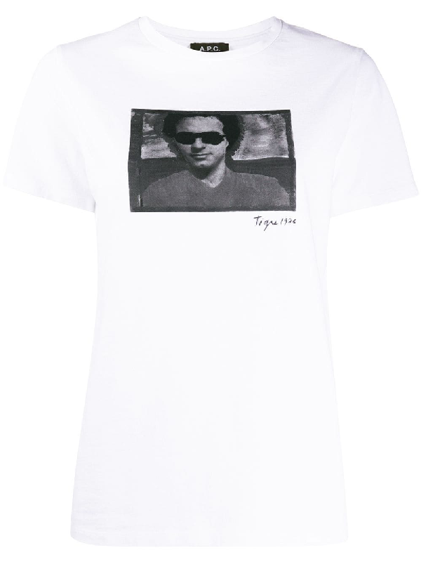 A P C T Shirt Mit Foto Print In White Modesens