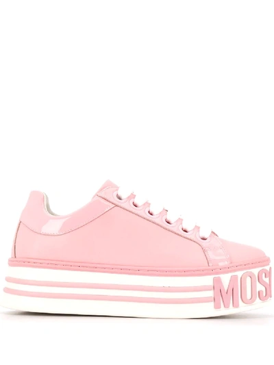 Shop Moschino Logo Platform Sneakers In Pink