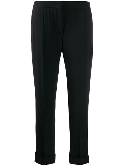 Shop Prada Turn-up Tailored Trousers In Black