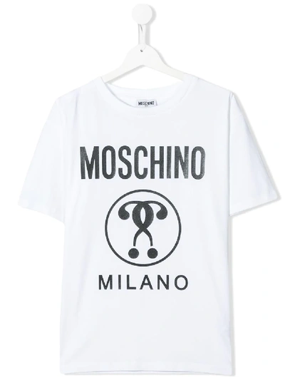 Shop Moschino Teen Logo Printed T-shirt In White