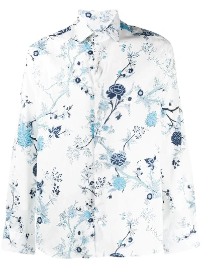 Shop Etro Long Sleeve Floral Print Shirt In White