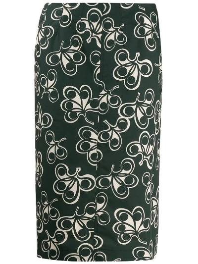 Shop Aspesi High-waisted All-over Print Skirt In Green