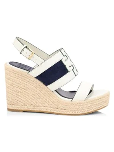 Shop Tory Burch Ines Leather Platform Espadrille Slingback Wedges In Ivory