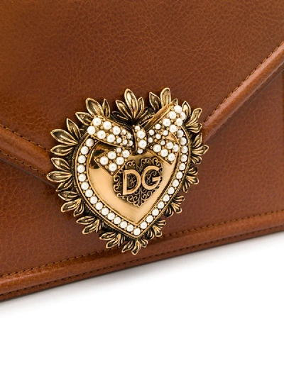 Shop Dolce & Gabbana Nano Devotion Tote Bag In Brown