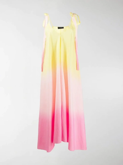 Shop Alanui Ombré-effect Midi Dress In Pink