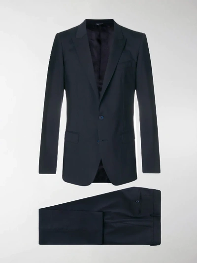 Shop Dolce & Gabbana Buttoned Up Formal Suit In Blue