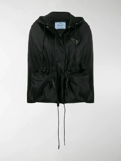 Shop Prada Utility Pocket Hooded Jacket In Black