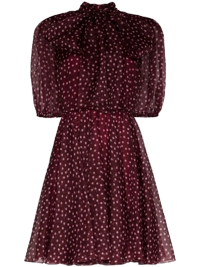 Shop Dolce & Gabbana Polka-dot Organza Mini Dress In Red