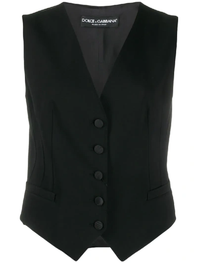 Shop Dolce & Gabbana Fitted Single-breasted Gilet In Black