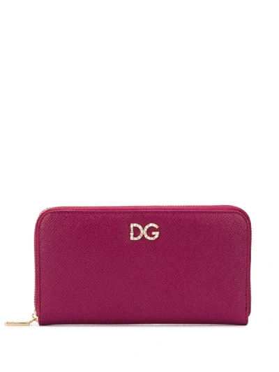 Shop Dolce & Gabbana Large Crystal-embellished Wallet In Pink