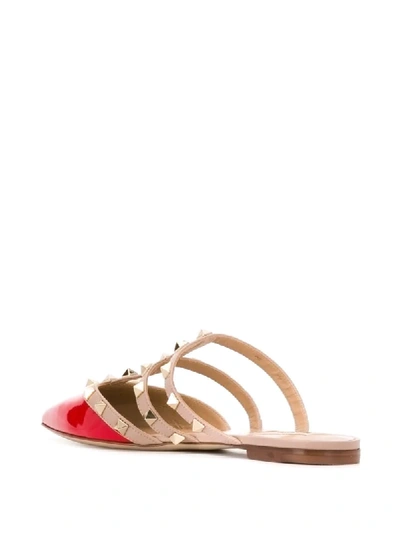 Shop Valentino Rockstud Slippers In Red