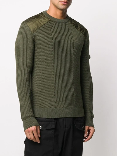 Shop Prada Padded Shoulders Knitted Jumper In Green