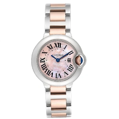 Shop Cartier Ballon Bleu Rose Gold Steel Mother Of Pearl Ladies Watch W6920034 In Not Applicable