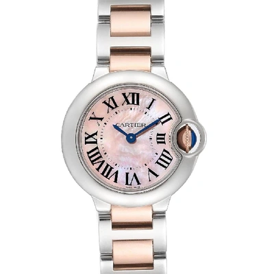 Shop Cartier Ballon Bleu Rose Gold Steel Mother Of Pearl Ladies Watch W6920034 In Not Applicable