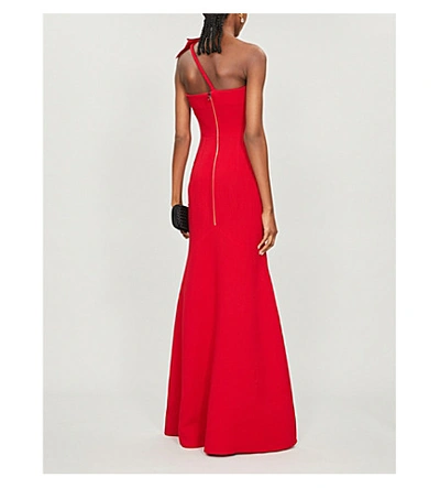 Shop Roland Mouret Gosford One-shoulder Wool Gown In Crimson