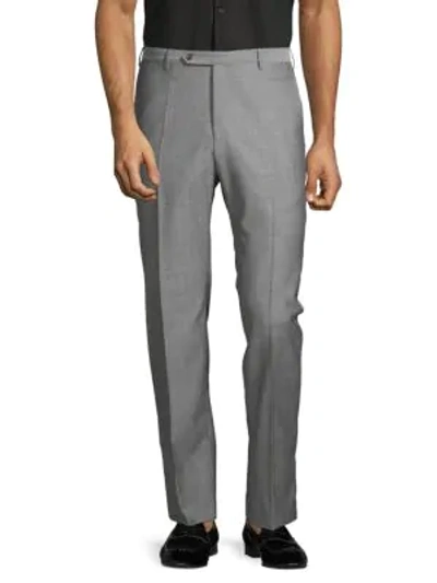 Shop Zanella Men's Parker Flat-front Wool Trousers In Light Pastel Grey