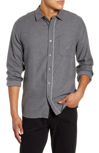 Shop Frame Classic Fit Heathered Flannel Button-up Shirt In Gris