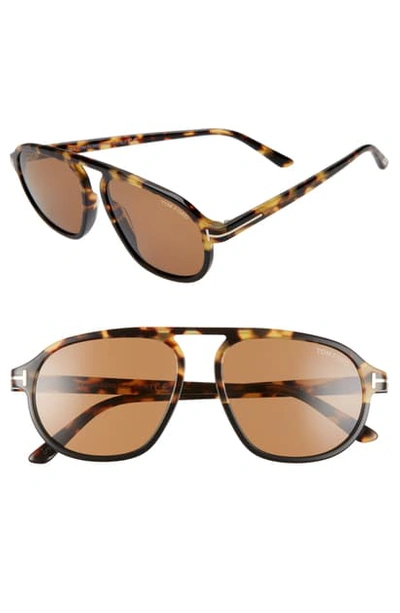 Shop Tom Ford Harrison 57mm Navigator Sunglasses In Havana/ Other/ Brown