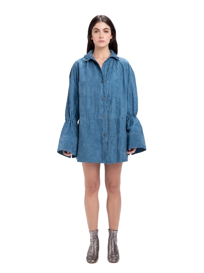 Shop Acne Studios Button-up Shirt In Teal Blue