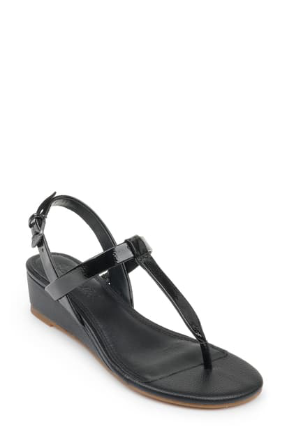 black patent thong sandals