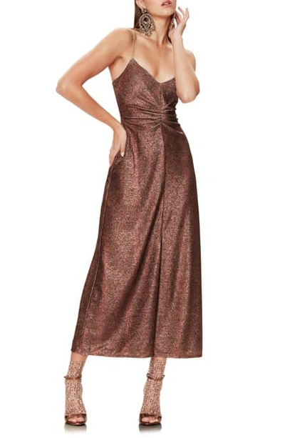 Shop Afrm Rosie Midi Dress In Neutral Metallic Snake