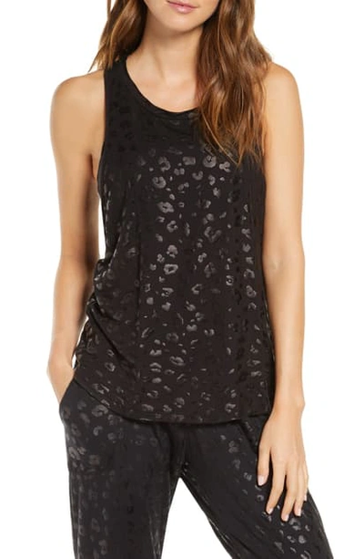 Shop Terez Foiled Animal Print Tank In Black Foil Cheetah