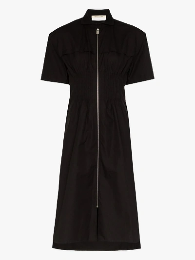 Shop Alyx Zip-up Cotton Shirt Dress In Black