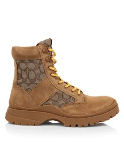 Shop Coach Mixed-media Utility Boots In Peanut