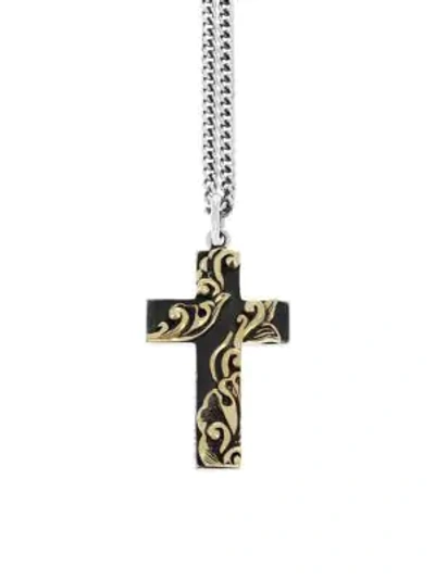 Shop King Baby Studio New Classics Goldtone Scroll Cross Pendant Necklace In Silver