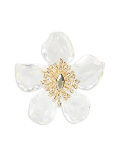 Shop Alexis Bittar Navette Crystal Burst Lucite Flower Pin In Yellow Goldtone