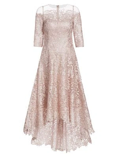 Shop Teri Jon By Rickie Freeman Floral Lace A-line Dress In Rose