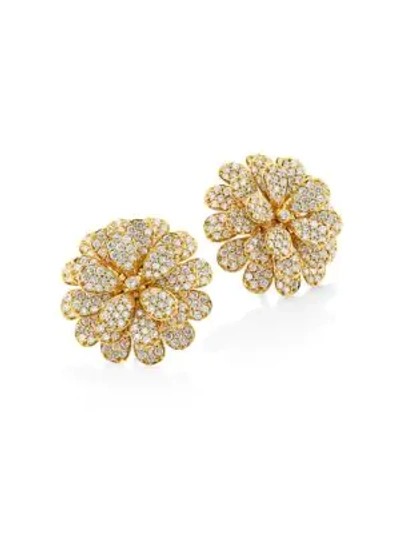 Shop Hueb Secret Garden 18k Yellow Gold & Diamond Flower Earrings