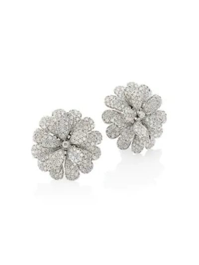 Shop Hueb Secret Garden 18k White Gold & Diamond Flower Earrings