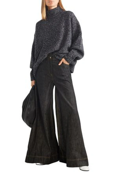 Shop Brunello Cucinelli High-rise Wide-leg Jeans In Dark Denim