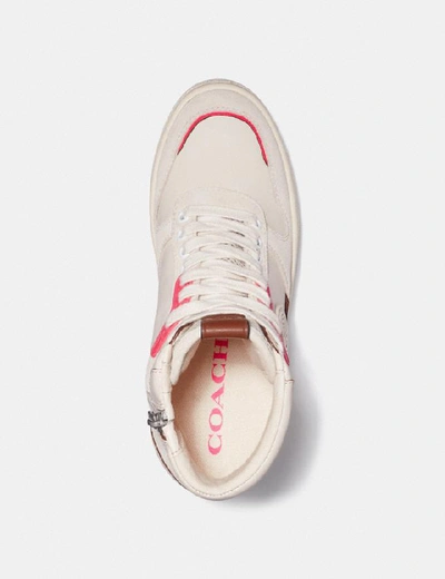 Shop Coach C220 High Top Sneaker In Color<lsn_delimiter>chalk/fluo Pink