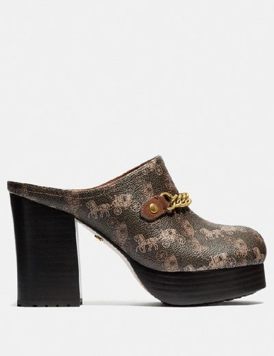 Shop Coach Platform Mule With Horse And Carriage Print - Women's In Brown